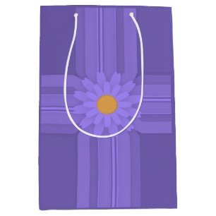 Sacola Para Presentes Média Flor Roxo Simples no Cross Modern