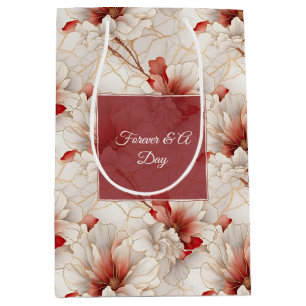 Sacola Para Presentes Média Floral Branco Belo