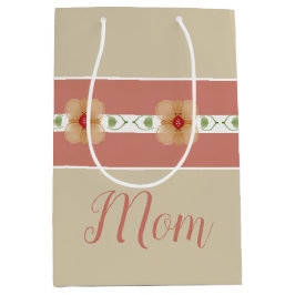 Sacola Para Presentes Média Floral Cor-De-Rosa E Laranja