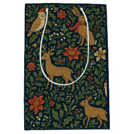 Sacola Para Presentes Média Floral de Natal Vitoriano