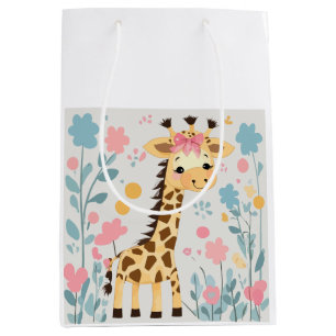 Sacola Para Presentes Média floral girafa