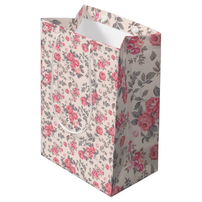 Sacola Para Presentes Média Floral Luxury (Verso inclinado)