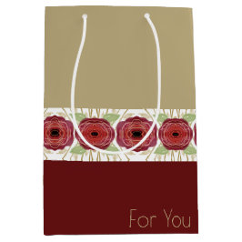 Sacola Para Presentes Média Floral Na Borgonha Com Pinks