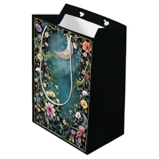 Sacola Para Presentes Média Floral Noturna Rosa Flores Vinha Menina Sobre a Lu