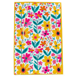 Sacola Para Presentes Média Floral Ousado Pintura