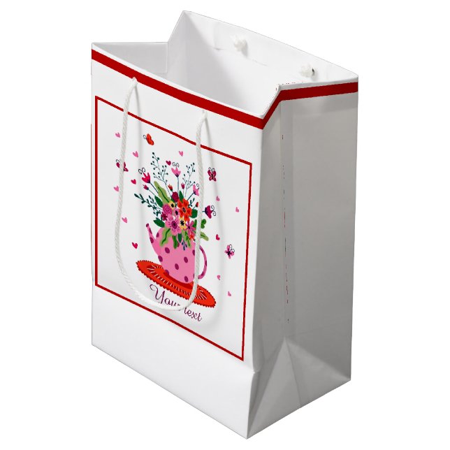 Sacola Para Presentes Média Floral personalizado (Frente inclinada)