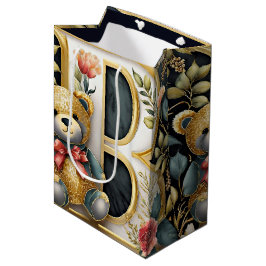 Sacola Para Presentes Média FLoral Teddy Bear - letra B