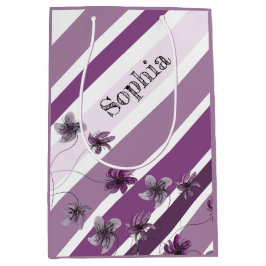 Sacola Para Presentes Média Floral Willi Violets Watercolor Art