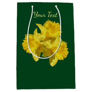 Sacola Para Presentes Média Flores Amarelas Daffodil Personalizadas