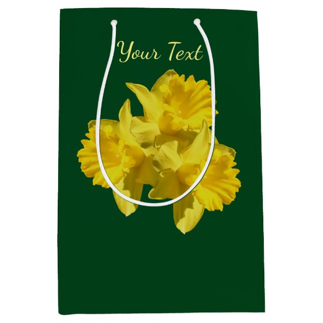 Sacola Para Presentes Média Flores Amarelas Daffodil Personalizadas (Frente)