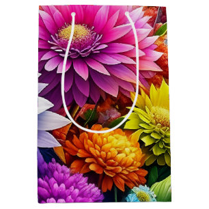 Sacola Para Presentes Média Flores Bonitas de Aquarela em Arte Ai