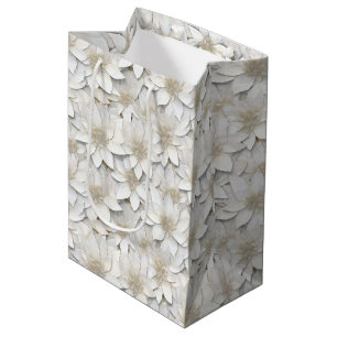 Sacola Para Presentes Média Flores brancas de lótus