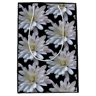 Sacola Para Presentes Média Flores brancas de margarida branca