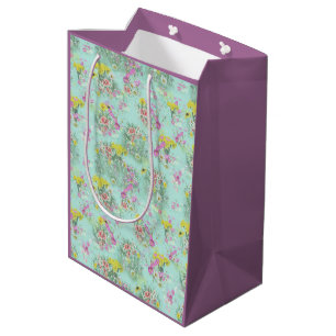 Sacola Para Presentes Média Flores Clássicas Retro Meadow