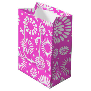 Sacola Para Presentes Média Flores cor-de-rosa