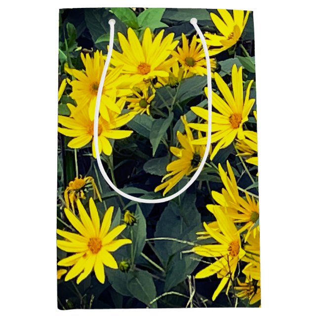 Sacola Para Presentes Média Flores de Alcachofra de Jerusalém (Frente)