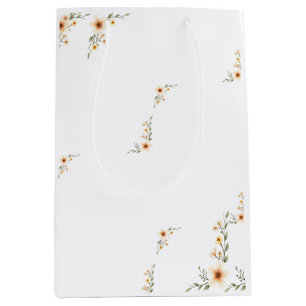 Sacola Para Presentes Média Flores de Aquarela Mínimas Bonitas