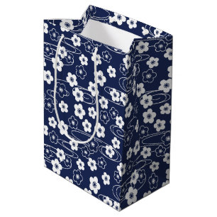 Sacola Para Presentes Média Flores de Flor de Flor de Cereja Blue Sakura