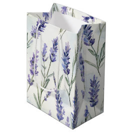 Sacola Para Presentes Média Flores de Lavanda Bonitas Chá de Noiva