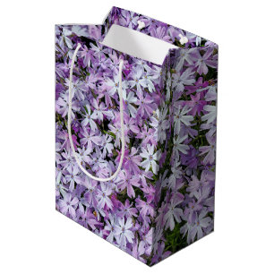 Sacola Para Presentes Média Flores de Phlox Roxas