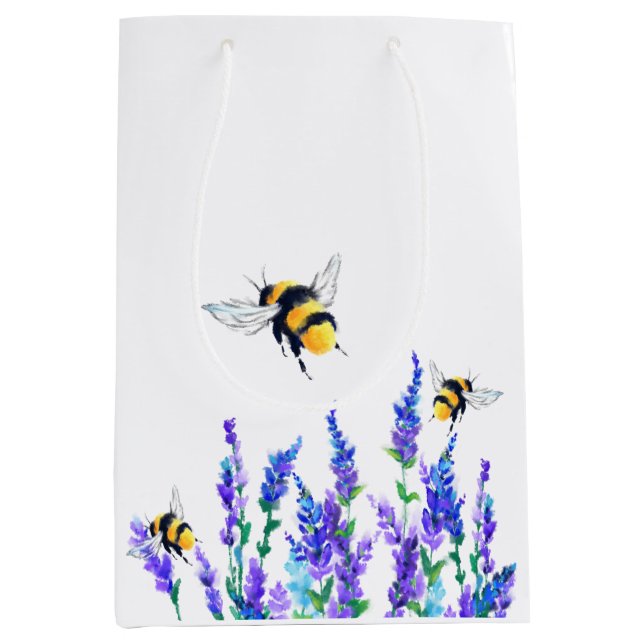 Sacola Para Presentes Média Flores de primavera e Saco de Presente Voador de A (Frente)