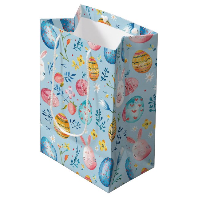 Sacola Para Presentes Média Flores de Primavera Páscoa 4 (Frente inclinada)