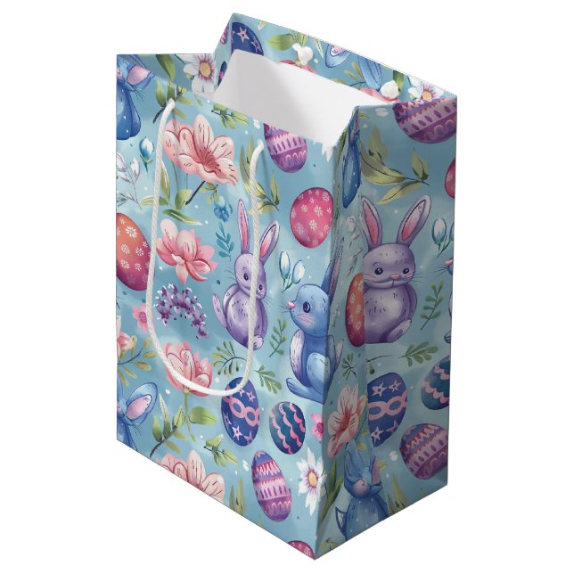 Sacola Para Presentes Média Flores de Primavera Páscoa 5 (Frente inclinada)