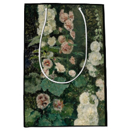 Sacola Para Presentes Média Flores de Rosa Hollyhock
