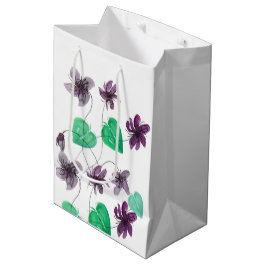 Sacola Para Presentes Média Flores de Violetas Selvagens Artísticas