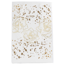 Sacola Para Presentes Média Flores Douradas e Serradura