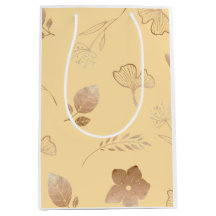 Flores e folhas modernas em dourado rosa