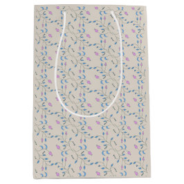 Sacola Para Presentes Média Flores em cascata azuis e rosa