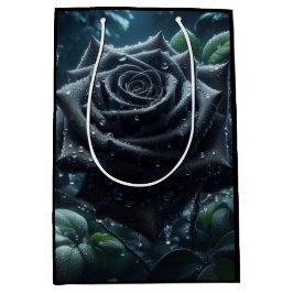 Sacola Para Presentes Média Flores Florais Negras Rosa Verde