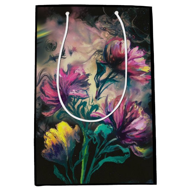 Sacola Para Presentes Média Flores floridas (Frente)