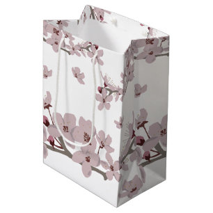 Sacola Para Presentes Média Flores Flutuantes De Cereja 