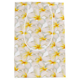 Sacola Para Presentes Média Flores Frangipani cor d'água reproduzir padrão