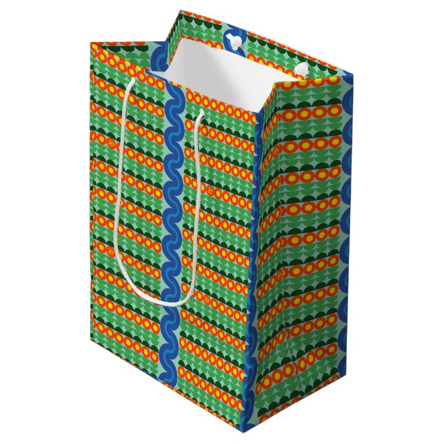 Sacola Para Presentes Média Flores Laranja - Saco médio para presentes (Frente inclinada)