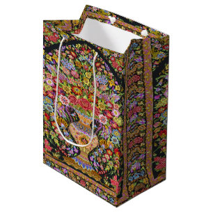Sacola Para Presentes Média Flores Persas Turcas de 60 anos Vintage