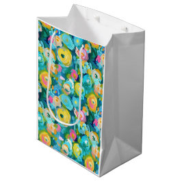 Sacola Para Presentes Média Flores Pintadas Arte Colorida de Verão