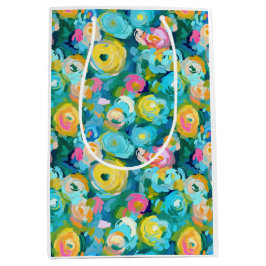 Sacola Para Presentes Média Flores Pintadas Arte Colorida de Verão