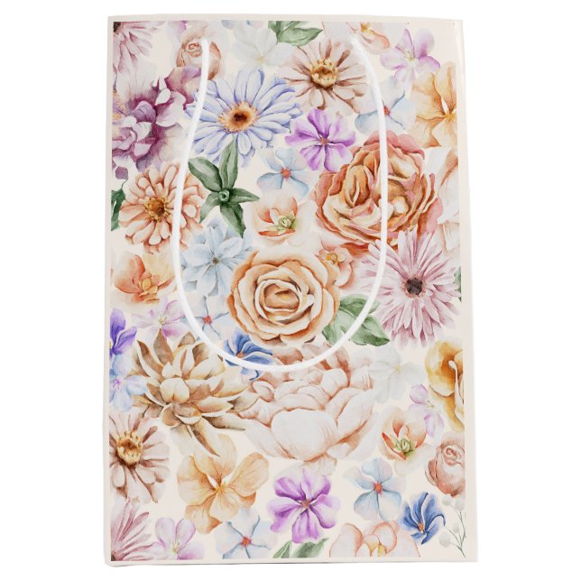 Sacola Para Presentes Média Flores Rosa-Pica-primavera Botânica (Frente)