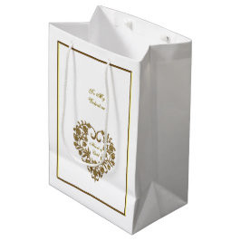 Sacola Para Presentes Média Florescer Brilho Dourado do Dia dos Namorados