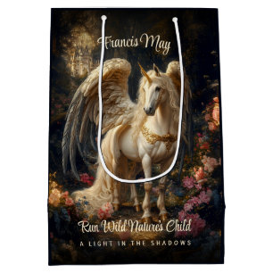 Sacola Para Presentes Média Floresta Clássica de Pegasus Fantasy Unicórn