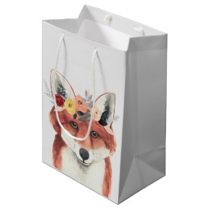Sacola Para Presentes Média Floresta da Coroa Flor Fox