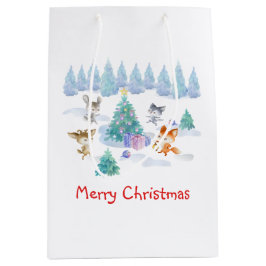 Sacola Para Presentes Média Floresta Dançante - Caqueta de Natal