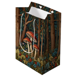 Sacola Para Presentes Média Floresta de cogumelos retrorelegante