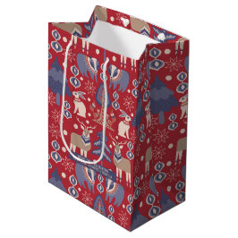 Sacola Para Presentes Média Floresta de Natal escandinava personalizada