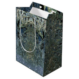 Sacola Para Presentes Média Floresta de Neve e Neve, Maravilha Mágica de inver