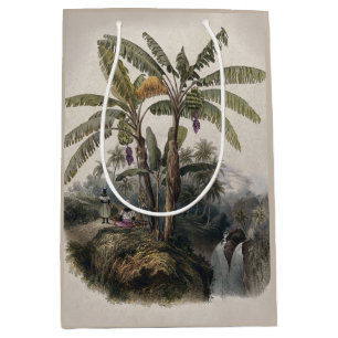 Sacola Para Presentes Média Floresta Tropical Antiquada de Banana Vintage Bo