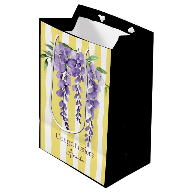 Sacola Para Presentes Média Flórida de contraste elegante moderna (Frente inclinada)